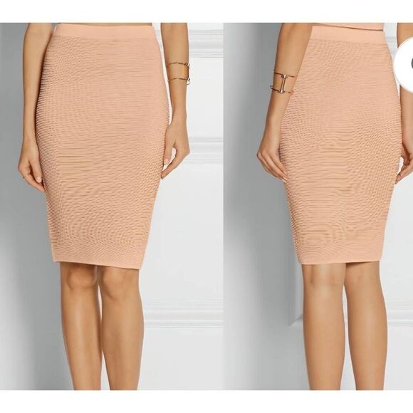 Jonathan Simkhai antique rose ribbed-knit pencil skirt size - Picture 1 of 5